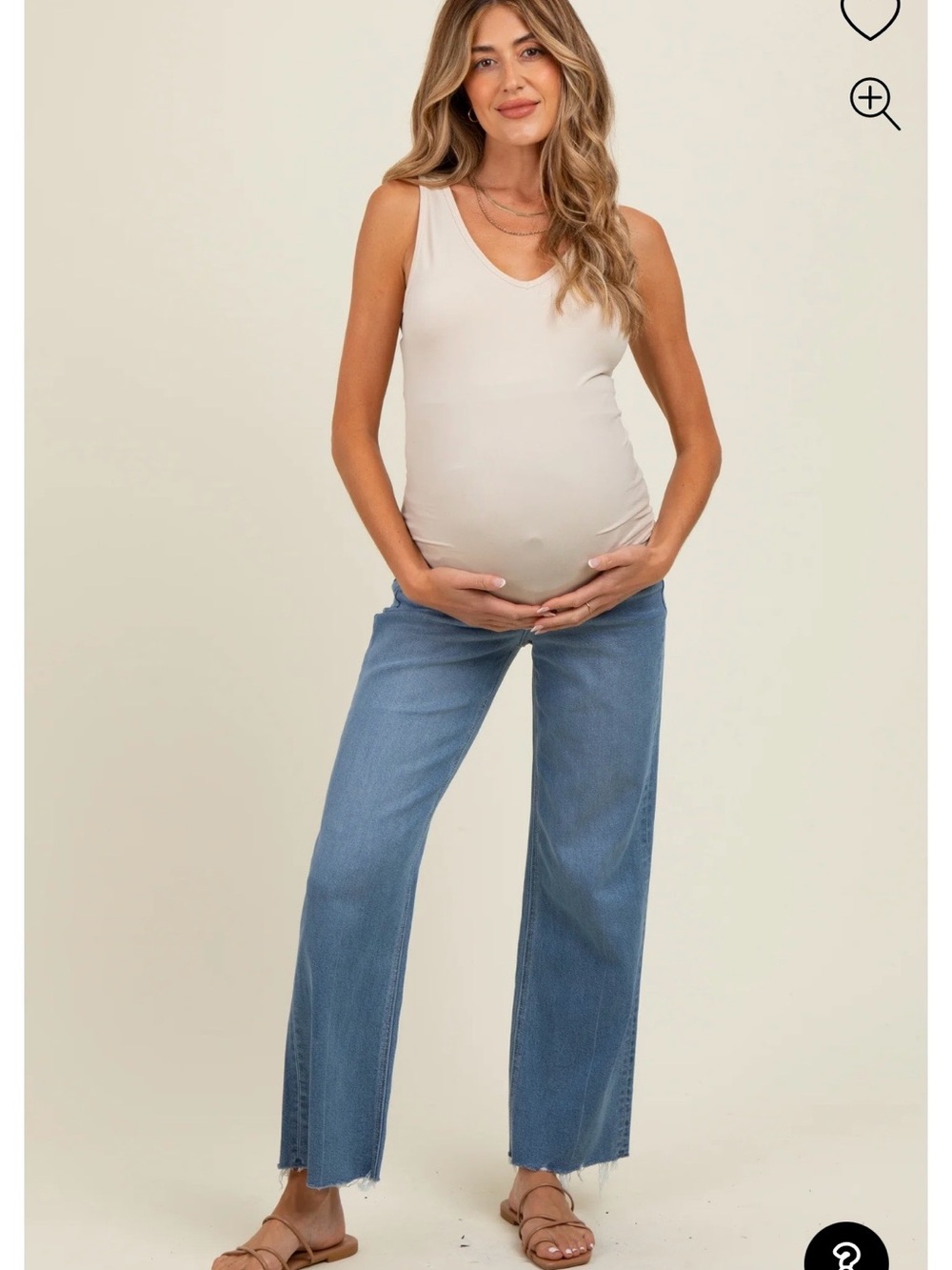 Maternity Wide-Leg Jeans in Light Blue with Raw Hem